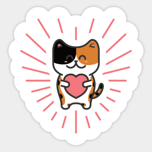 Cute Calico Love Cat Sticker